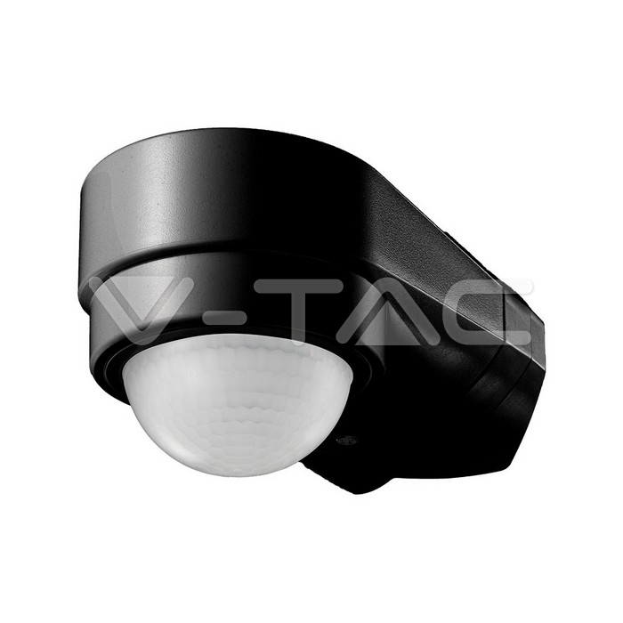 V-TAC 6612, Senzor PIR de Mișcare 240°, Montaj pe Colț, Negru