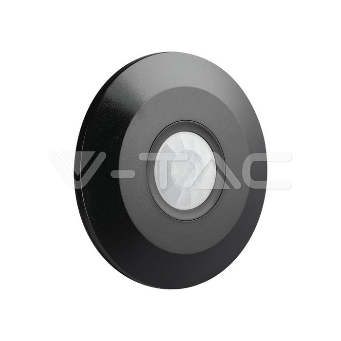 V-TAC 5087, Senzor PIR de Mișcare pentru Tavan, Design Plat, Negru