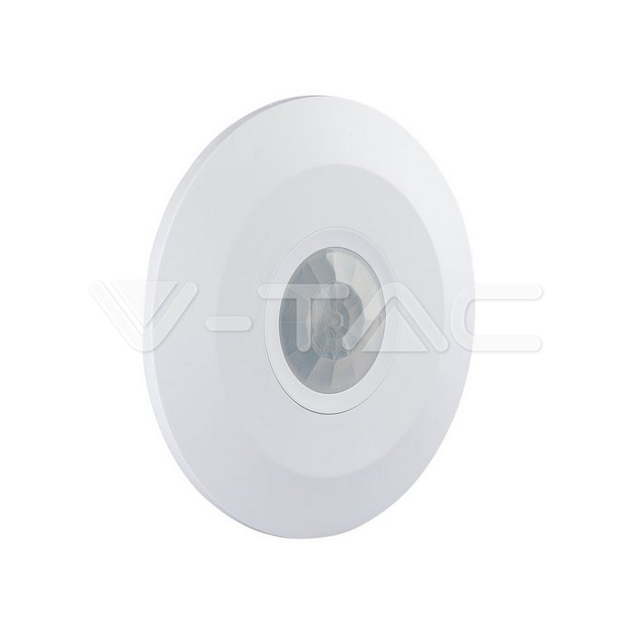 V-TAC 5086, Senzor PIR de Mișcare pentru Tavan, Design Plat, Alb