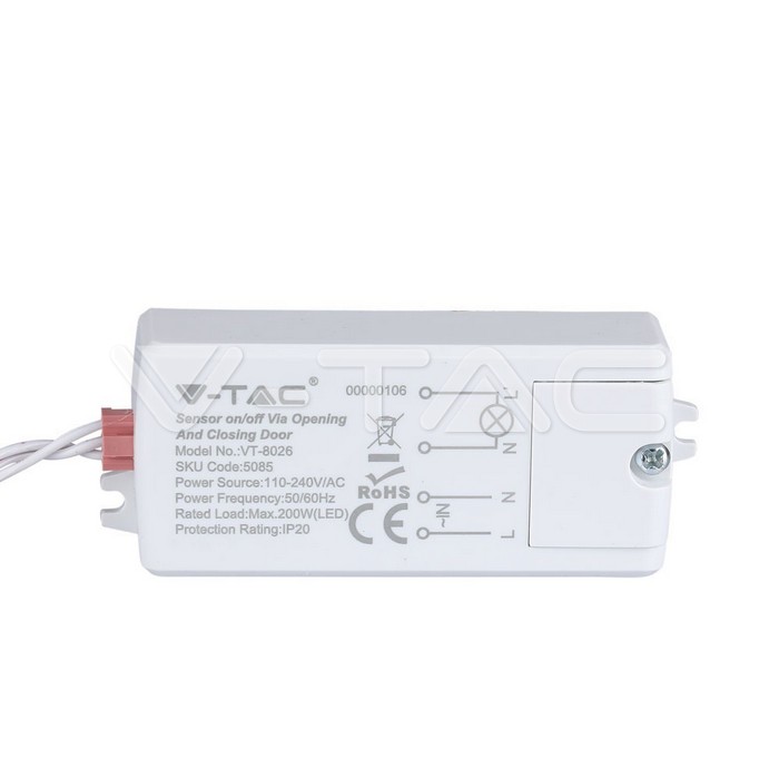 V-TAC 5085, Senzor de Mișcare ON/OFF cu Detecție Deschidere / Închidere Ușă