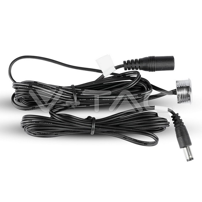 V-TAC 3341, Touch LED Switch with Dimmer, Silver, with Black Cable