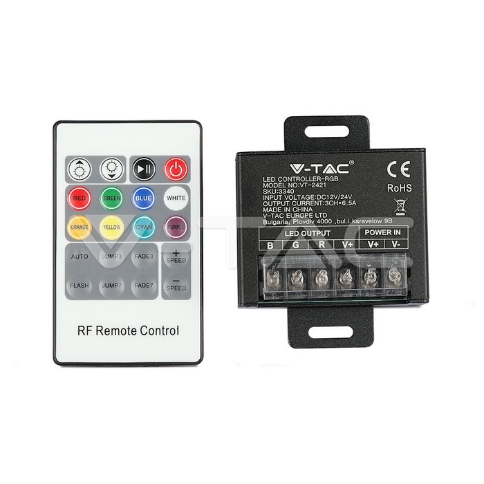 V-TAC 3340, Mini RF RGB Remote Controller, 20 Buttons