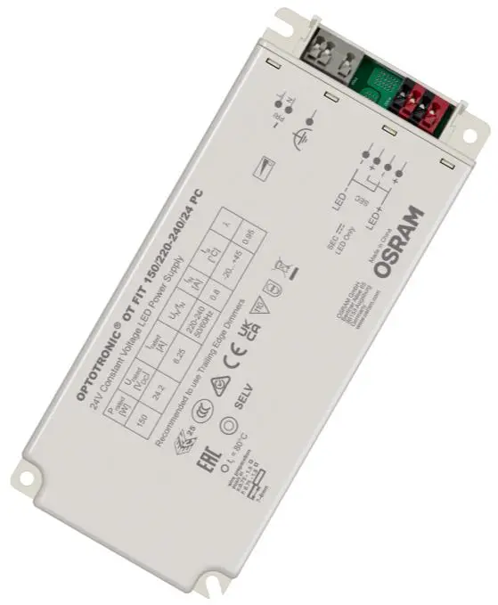 OPTOTRONIC 4062172237642, OT FIT 150/220-240/24 PC LED Driver, Compact Power Supply