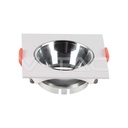 V-TAC 6653, Suport GU10 Pătrat Alb, Ramă Crom cu Reflector Crom