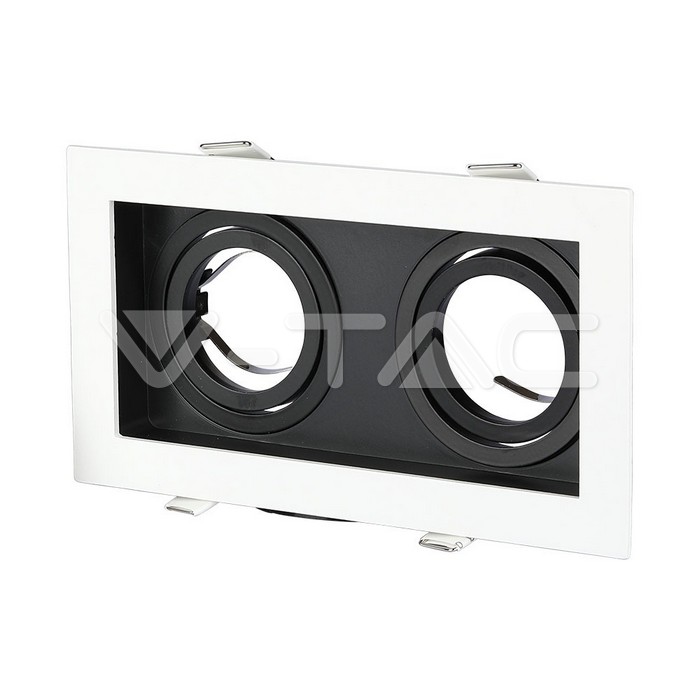 V-TAC 8877, Suport GU10 Pătrat Alb Negru 2x