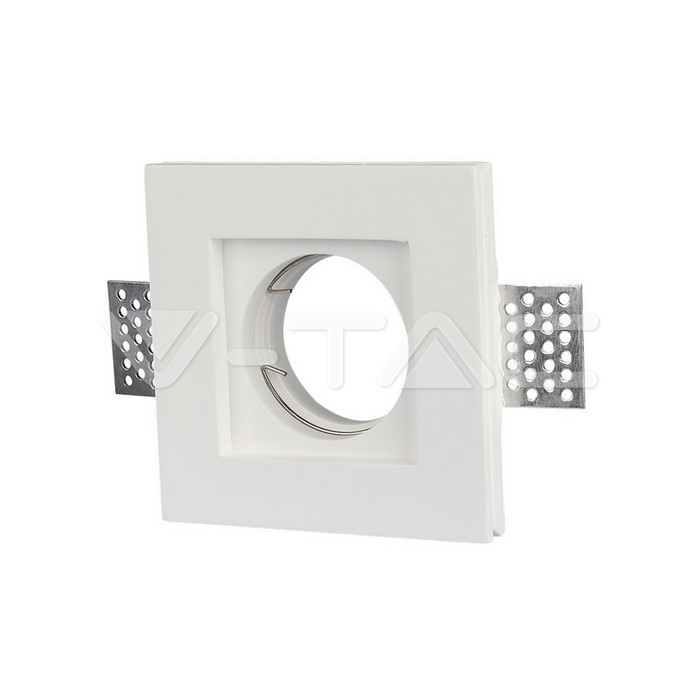 V-TAC 3651, GU10 Housing Square Gypsum White 100x100 mm
