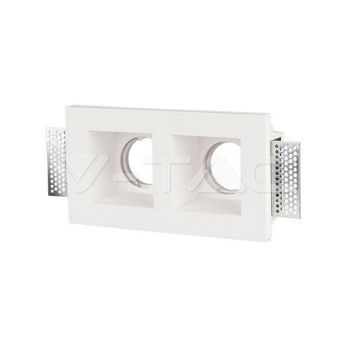 V-TAC 3648, Carcasă GU10 Pătrată Gips Alb (2 buc)