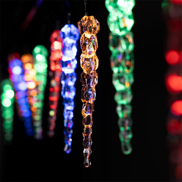 ELMARK 99CRL008RGB, RGB Christmas Icicle Lights, 10 pcs, Battery Powered (2xAA), IP44
