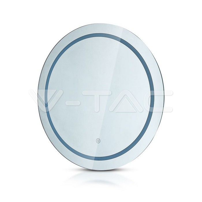 V-TAC 2140491, 25W Round LED Mirror with Touch Switch, CCT Adjustable, IP44, Anti-Fog, 3-in-1