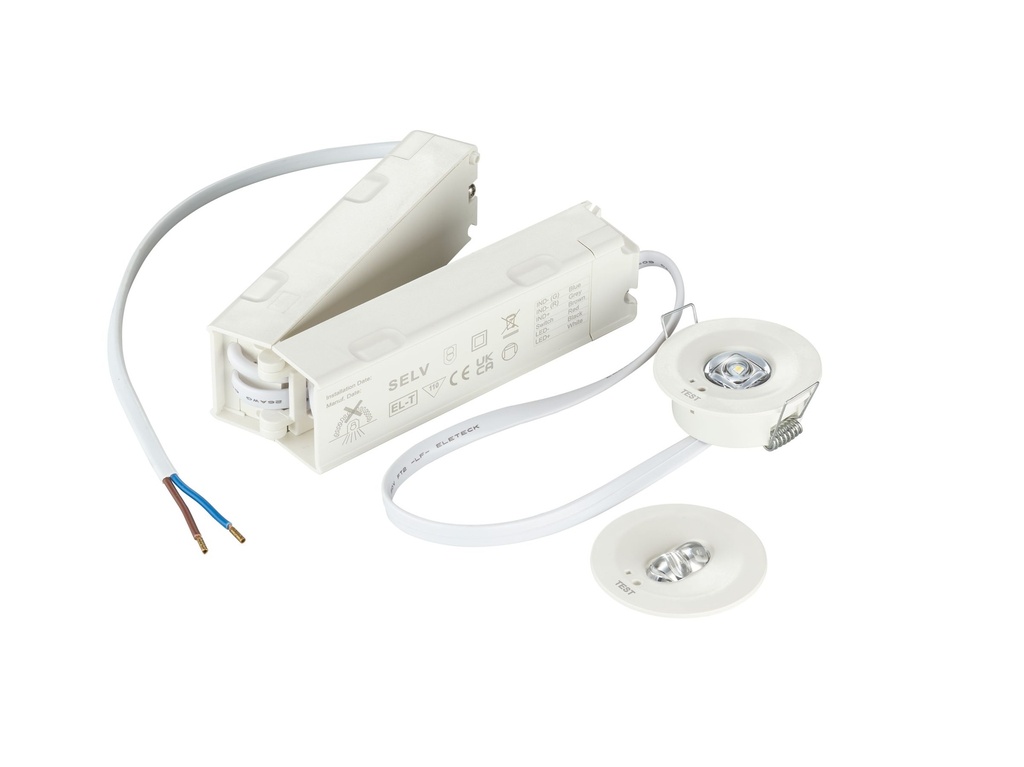 PHILIPS 912401483505, Emergency Spot, Recessed emergency downlight, 2W, 2W, D50 mm, 135 lm, 6500 K, IP20, ELB3h