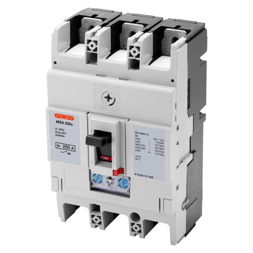 [PTG163.01122] GEWISS GWD9088, Msx 250c, Compact Moulded Case Circuit Breakers, Adjustable Thermal and Adjustable Magnetic Release, 16Ka 3P 250A 525V