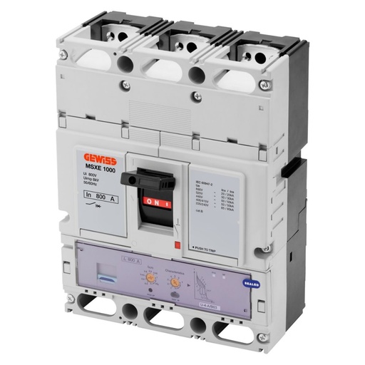 [PTG163.01222] GEWISS GWD9401, MSXE 1000, MCCB cu eliberare electronică, LSI, 50kA 3P 800A 690V