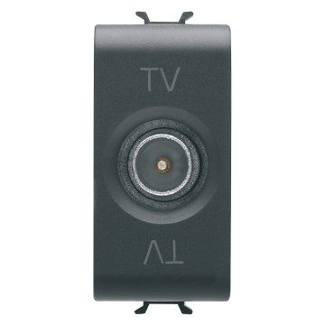 [PTG033.00001] GEWISS GW12361, Priză TV coaxială, Ecranare clasa A, Conector tată IEC 9,5 mm, Directă cu trecere de curent, 1 modul, Negru satinat, Chorusmart