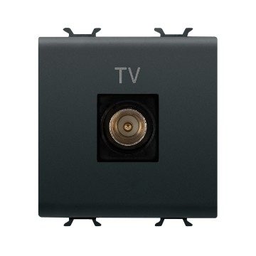 [PTG033.00004] GEWISS GW12367, Priză TV coaxială, Ecranare clasa A, Conector tată IEC 9,5 mm, Directă , 2 module, Negru satinat, Chorusmart