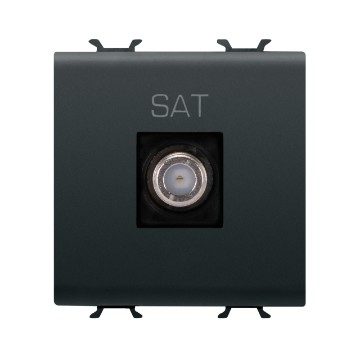 [PTG033.00008] GEWISS GW12377, Priză TV coaxială, Ecranare clasa A, Conector F mamă, Directă , 2 modul, Negru satinat, Chorusmart