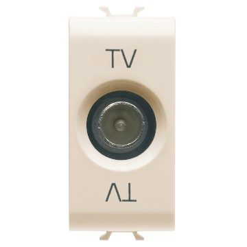 [PTG033.00012] GEWISS GW11361, Coaxial TV Socket Outlet, Class A Shielding, IEC Male Connector 9,5mm, Direct with Current Passing, 1 Module, Ivory, Chorusmart