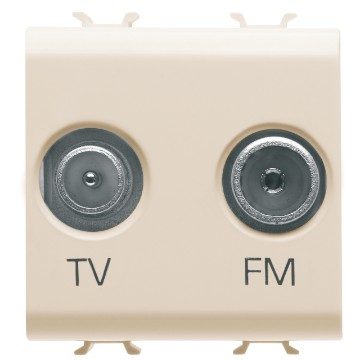 [PTG033.00014] GEWISS GW11381, Socket Outlet TV/FM, Direct, 2 Modules, Ivory, Chorusmart