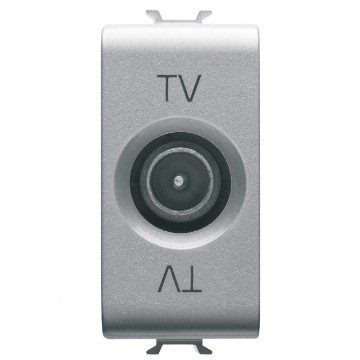 [PTG033.00016] GEWISS GW14361, Priză TV coaxială, Ecranare clasa A, Conector tată IEC 9,5 mm, Directă cu trecere de curent, 1 modul, Titan, Chorusmart