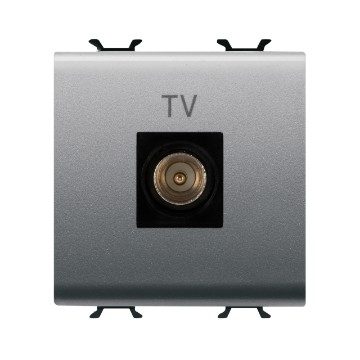 [PTG033.00019] GEWISS GW14367, Priză TV coaxială, Ecranare clasa A, Conector tată IEC 9,5 mm, Directă , 2 modul, Titan, Chorusmart