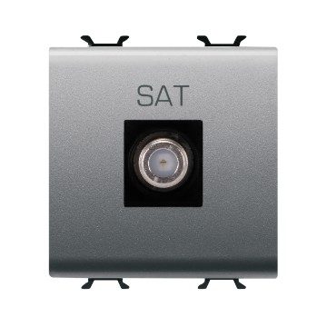 [PTG033.00023] GEWISS GW14377, Coaxial TV Socket Outlet, Class A Shielding, Female F Connector, Direct , 2 Module, Titanium, Chorusmart