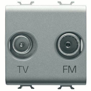 [PTG033.00024] GEWISS GW14381, Socket Outlet TV/FM, Direct, 2 Modules, Titanium, Chorusmart