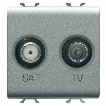 [PTG033.00026] GEWISS GW14383, Socket Outlet TV/Sat, Direct, 2 Modules, Titanium, Chorusmart