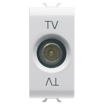 [PTG033.00029] GEWISS GW10363, Coaxial TV Socket Outlet, Class A Shielding, IEC Male Connector 9,5mm, Feedthrough 10 DB, 1 Module, Glossy White, Chorusmart
