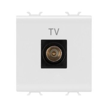 [PTG033.00030] GEWISS GW10367, Priză TV coaxială, Ecranare clasa A, Conector tată IEC 9,5 mm, Directă , 2 modul, Alb lucios, Chorusmart