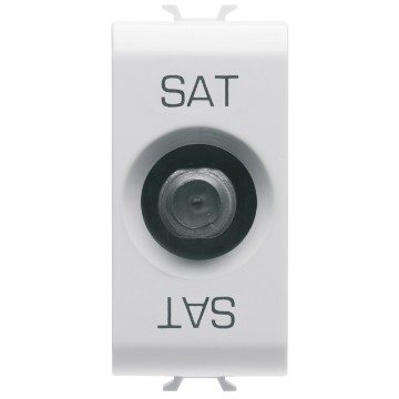[PTG033.00033] GEWISS GW10373, Coaxial TV/Sat Socket Outlet, Class A Shielding, Female F Connector, Feedthrough 10 DB, 1 Module, Glossy White, Chorusmart