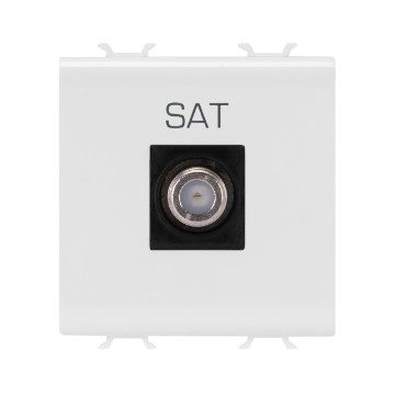 [PTG033.00034] GEWISS GW10377, Coaxial TV Socket Outlet, Class A Shielding, Female F Connector, Direct , 2 Module, Glossy White, Chorusmart