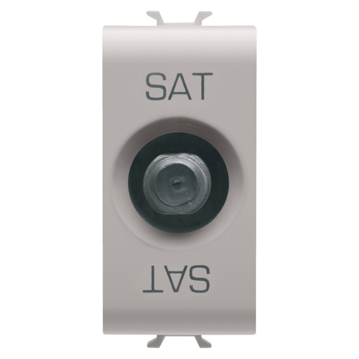 [PTG033.00042] GEWISS GW13371, Priză coaxială TV/SAT, Ecranare clasa A, Conector F mamă, Directă cu trecere de curent, 1 modul, Bej satinat natural, Chorusmart