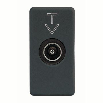 [PTG033.00065] GEWISS GW21381, Priză coaxială, Ecranare TV clasa A, Conector tată IEC 9,5 mm, Curent continuu cu trecere de curent, 1 modul, Sistem negru