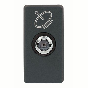 [PTG033.00070] GEWISS GW21396, Priză coaxială TV-SAT clasa A ecranare, Conector F mamă, Alimentare 5 DB, 1 modul, Sistem negru