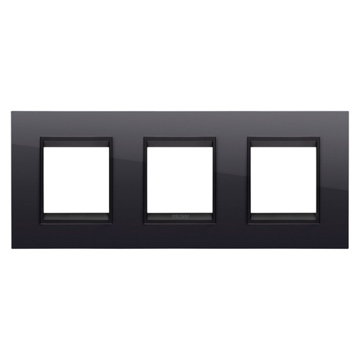 [PTG013.00297] GEWISS GW16226YN, Lux International Plate in Technopolymer, 2+2+2 Modules Horizontal, Toner Black Lavy inner Frame Matt Black, Chorusmart