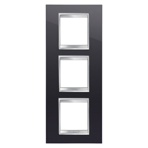 [PTG013.00302] GEWISS GW16227TN, Lux International Plate in Technopolymer, 2+2+2 Modules Vertical, Toner Black, Chorusmart