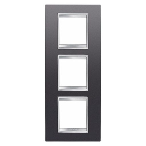 [PTG013.00303] GEWISS GW16227VA, Lux International Plate in Painted Technopolymer, 2+2+2 Modules Vertical, Slate, Chorusmart