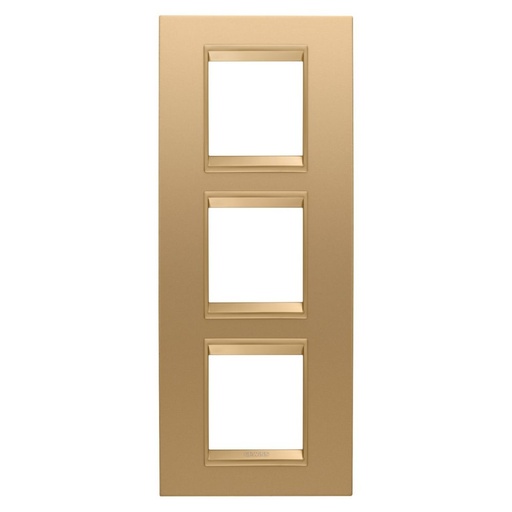 [PTG013.00306] GEWISS GW16227XG, Lux International Plate in Metal, 2+2+2 Modules Vertical, Gold  inner Frame Matt Gold, Chorusmart
