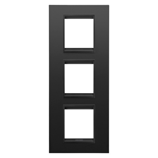 [PTG013.00308] GEWISS GW16227XM, Lux International Plate in Metal, 2+2+2 Modules Vertical, Monochrome Satin Black, Chorusmart