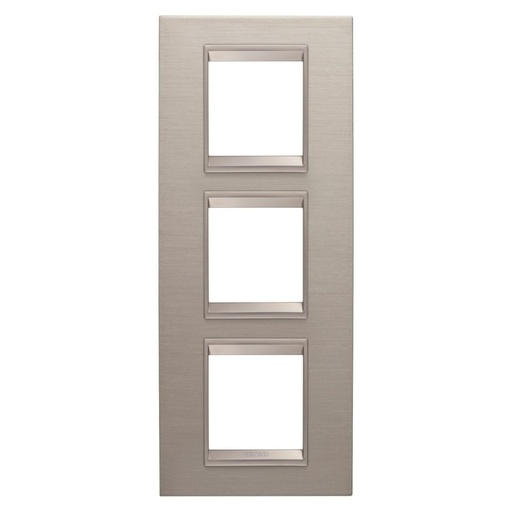 [PTG013.00310] GEWISS GW16227XS, Lux International Plate in Metal, 2+2+2 Modules Vertical, Brushed Aluminium inner Frame Matt Light Bronze, Chorusmart
