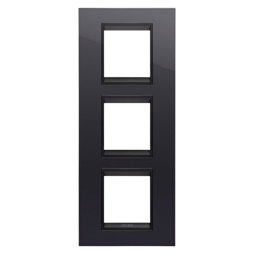 [PTG013.00314] GEWISS GW16227YN, Lux International Plate in Technopolymer, 2+2+2 Modules Vertical, Toner Black Lavy inner Frame Matt Black, Chorusmart