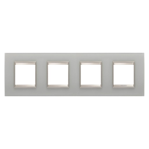 [PTG013.00317] GEWISS GW16228GT, Lux International Plate in Glass, 2+2+2+2 Modules Horizontal, Natural Reflection inner Frame Matt Light Bronze, Chorusmart