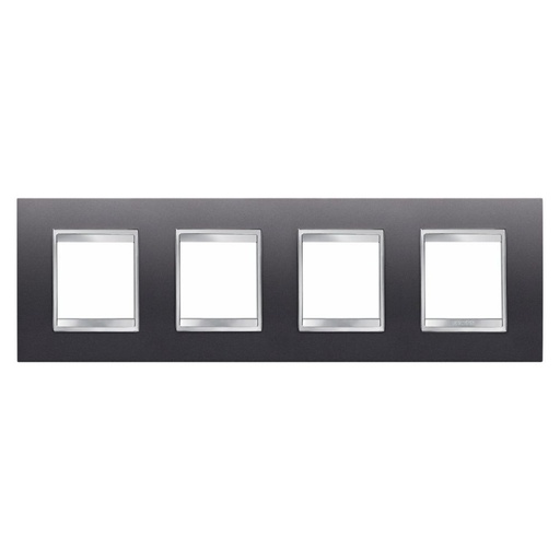 [PTG013.00320] GEWISS GW16228VA, Lux International Plate in Painted Technopolymer, 2+2+2+2 Modules Horizontal, Slate, Chorusmart