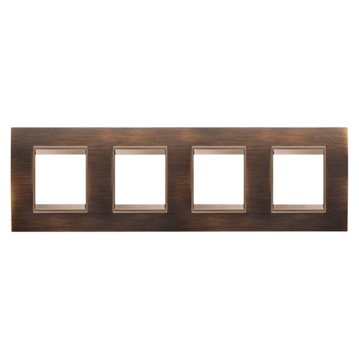 [PTG013.00326] GEWISS GW16228XQ, Lux International Plate in Metal, 2+2+2+2 Modules Horizontal, Antique Brass Lavy inner Frame Matt Dark Bronze, Chorusmart