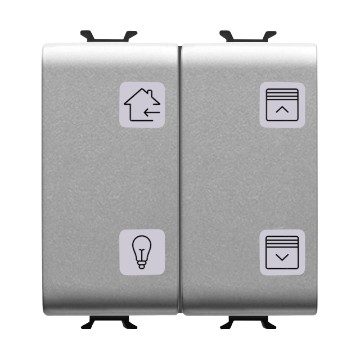 [PTG264.00991] GEWISS GW14787, Push-button Panel with Interchangeable Symbols, Knx, 4 Channels, 2 Modules, Titanium, Chorusmart 