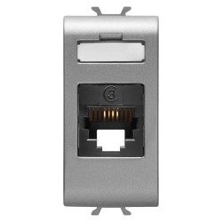 [PTG229.00079] GEWISS GW14401, International Standard Telephone Socket, RJ11, Screw-on Terminals, 1 Module, Titanium, Chorusmart