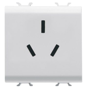 [PTG229.00123] GEWISS GW10391, Chinese Standard Socket Outlet 250V Ac, 2P+E 10A, 2 Module, Glossy White, Chorusmart
