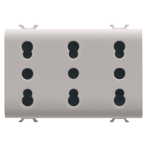 [PTG229.00135] GEWISS GW13209, Italian Standard Triple Socket Outlet 250V Ac, 3x2P+E 16A Dual Amperage, P11-P17, 3 Modules, Natural Satin Beige, Chorusmart