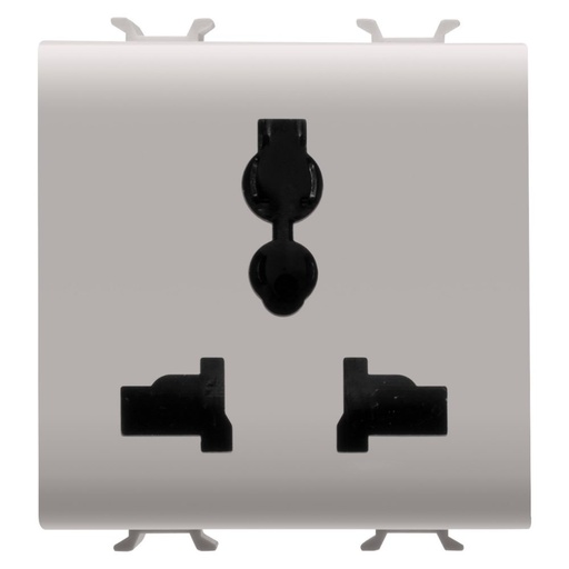 [PTG229.00155] GEWISS GW13310, Multistandard Socket Outlet 2P+E, 13A/250V Ac, 15A/127V Ac, 2 Modules, Natural Satin Beige, Chorusmart