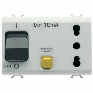 [PTG229.00197] GEWISS GW15321, Interlocked Switched S. Outlet- 2P+E 16A, P17-P11, with Residual Current Miniature Circuit Breaker 1P+N 16A, 230Vac, 3mod.- Satin White-chorusmart