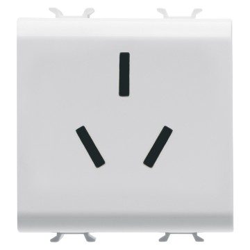 [PTG229.00202] GEWISS GW15392, Chinese Standard Socket Outlet 250V Ac, 2P+E 16A, 2 Modules, Satin White, Chorusmart